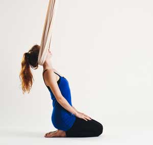 UW114 Ester 1Aerial Yoga neck stretch